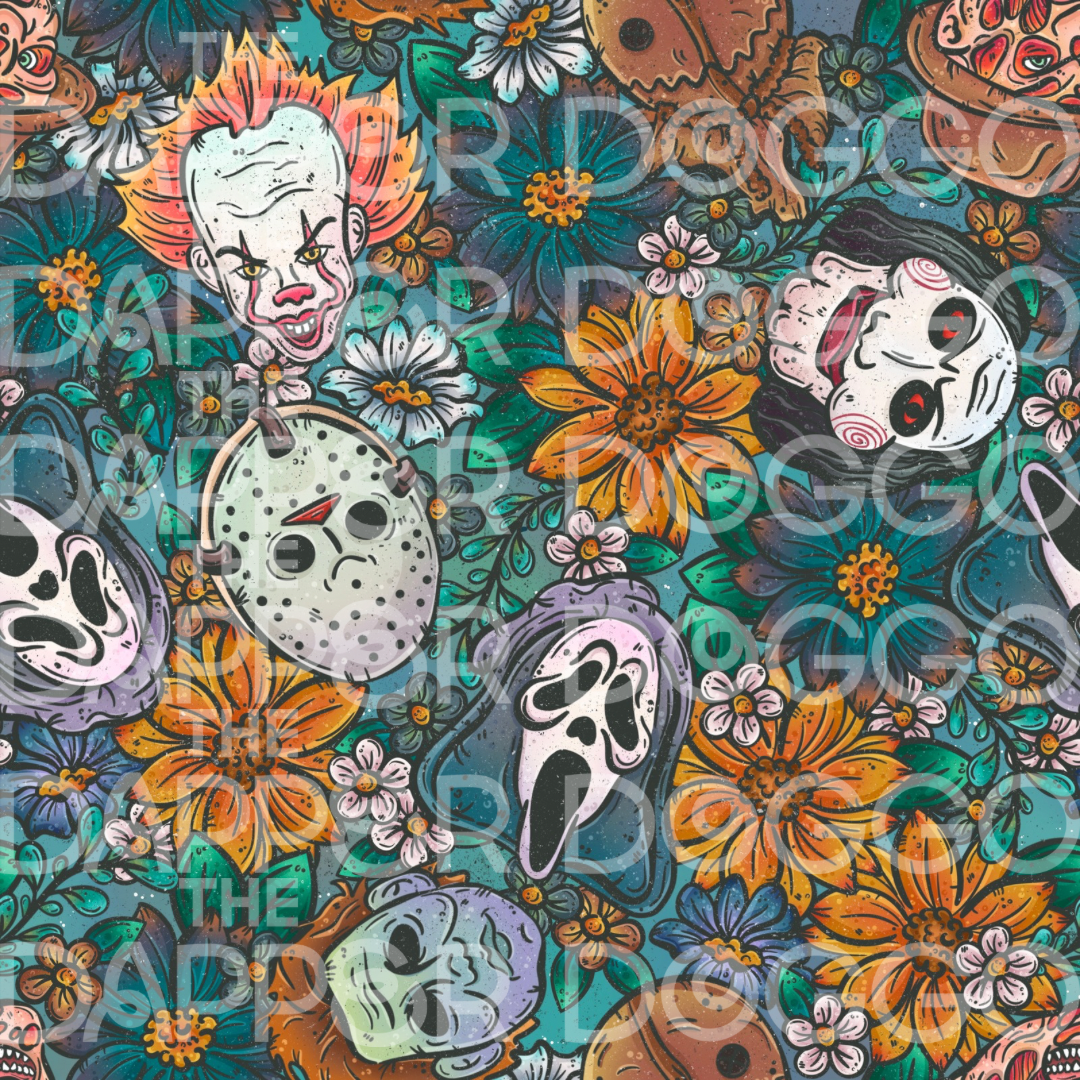 Horror Floral Scrunchie